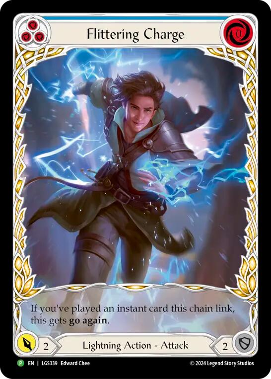 Flittering Charge (Blue) (Extended Art) [LGS339] (Promo)  Rainbow Foil