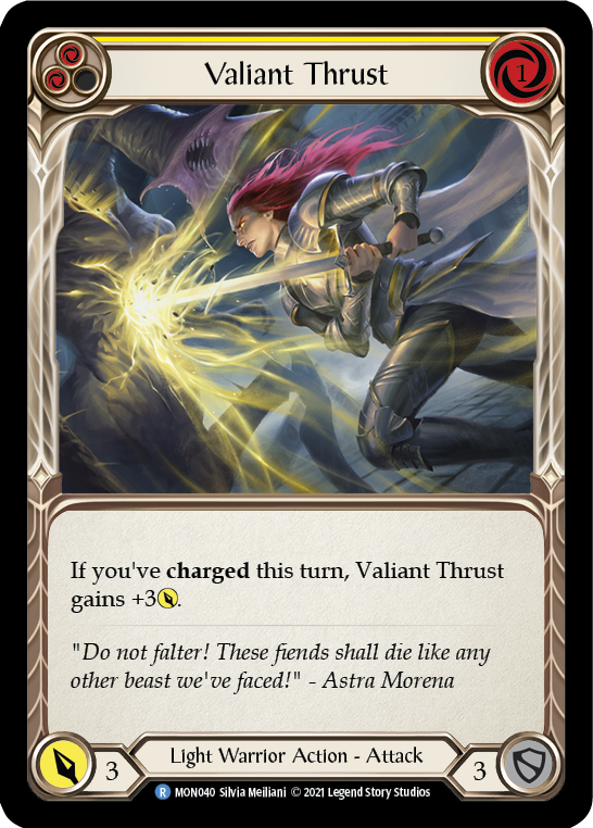 Valiant Thrust (Yellow) [MON040-RF] 1st Edition Rainbow Foil