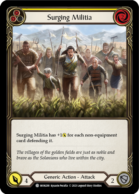 Surging Militia (Yellow) [MON288-RF] 1st Edition Rainbow Foil