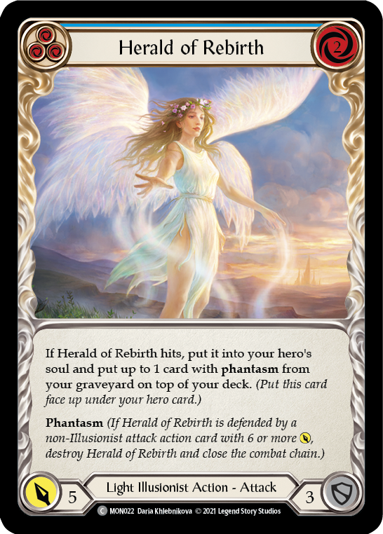 Herald of Rebirth (Blue) [MON022-RF] 1st Edition Rainbow Foil