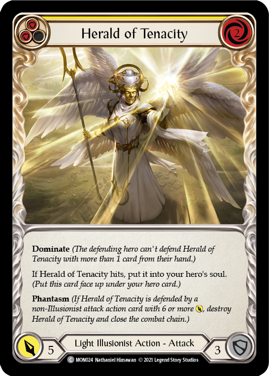 Herald of Tenacity (Yellow) [MON024-RF] 1st Edition Rainbow Foil