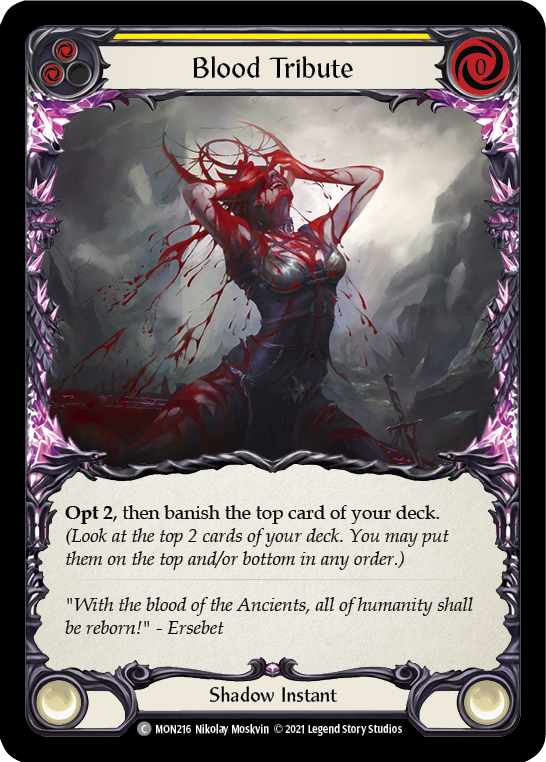 Blood Tribute (Yellow) [MON216-RF] 1st Edition Rainbow Foil