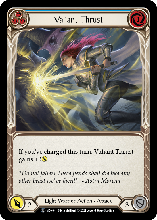 Valiant Thrust (Blue) [U-MON041-RF] Unlimited Rainbow Foil